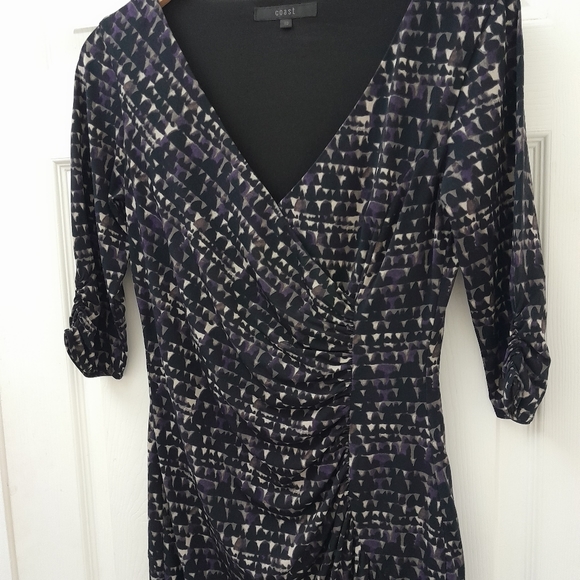 3/4 sleeve faux wrap style Jersey dress from COAST size 10 - Picture 8 of 9